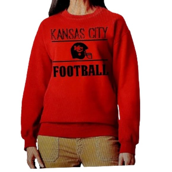 Kansas City Football Red Sweatshirt with Shiny Lettering. - Picture 1 of 2